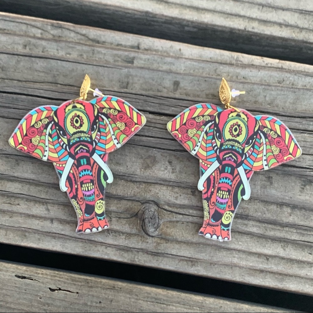 AFRICAN  ♡  Elephant Acrylic Earrings